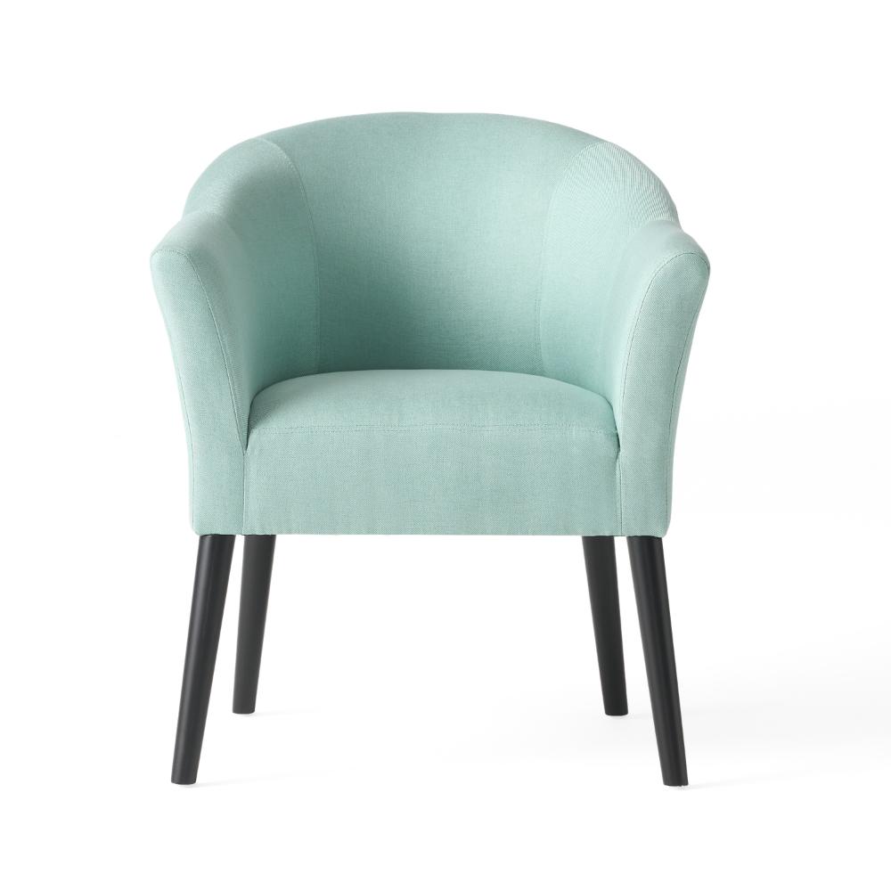Viena Accent Armchair, Low Back, Black Birch Wood, Light Blue Fabric -BM323686