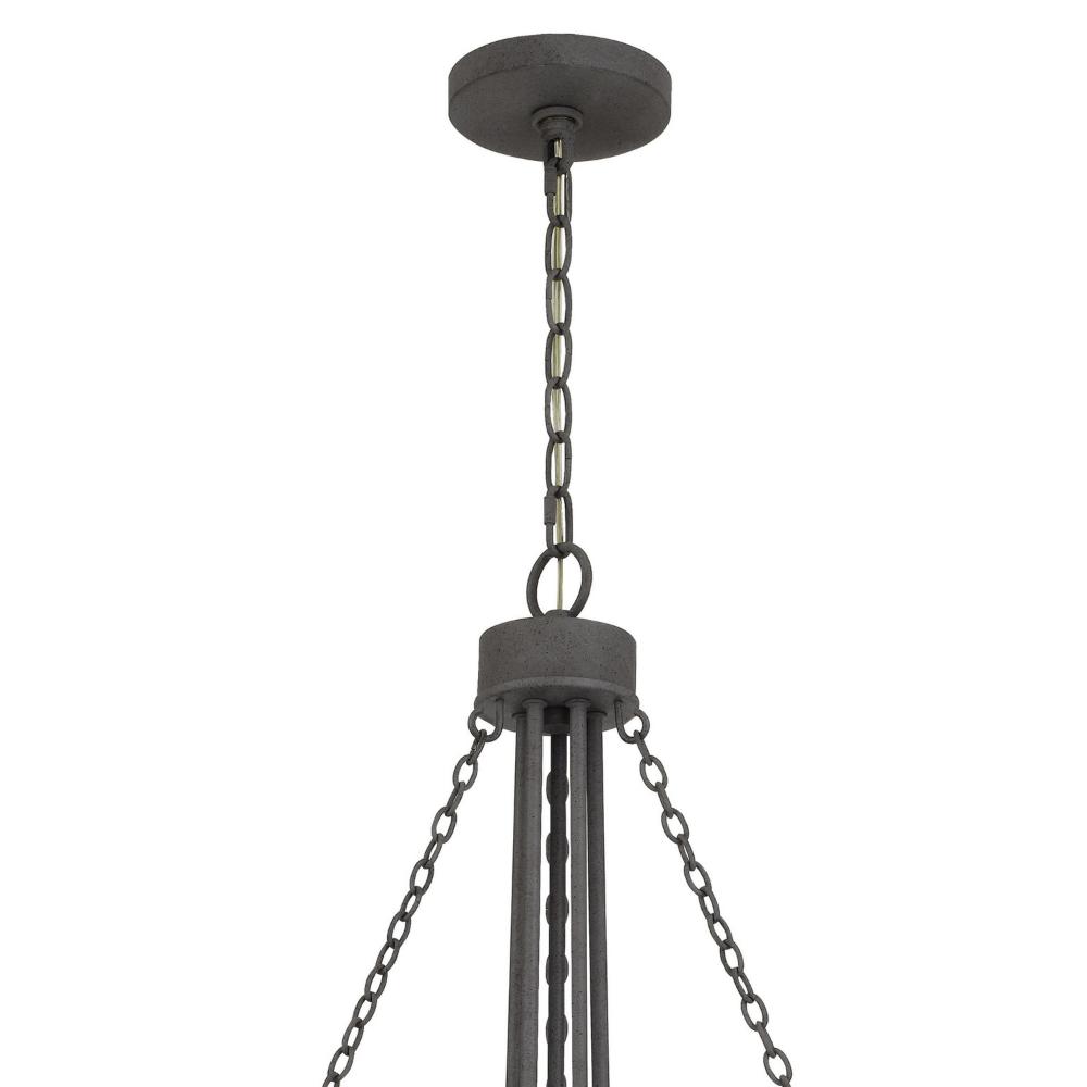 Nexy 24 Inch Chandelier, 5 Light Bulb Sockets, Gray Metal Cage Design -BM323996
