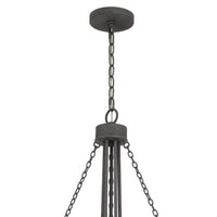 Nexy 24 Inch Chandelier, 5 Light Bulb Sockets, Gray Metal Cage Design -BM323996