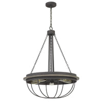 Nexy 24 Inch Chandelier, 5 Light Bulb Sockets, Gray Metal Cage Design