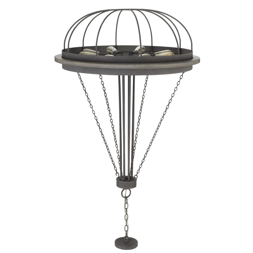 Nexy 29 Inch Chandelier, 8 Light Bulb Sockets, Gray Metal Cage Design -BM323997