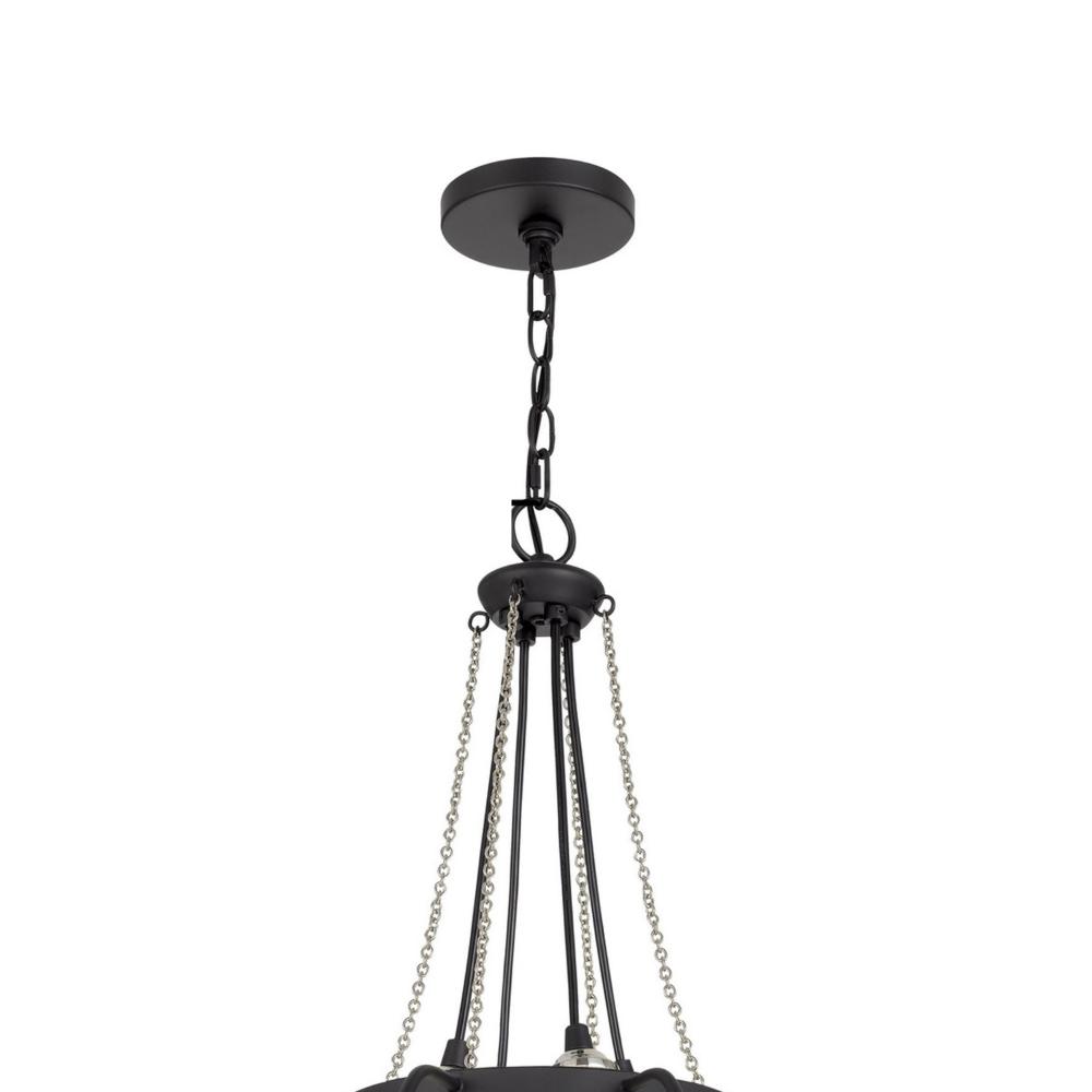 Lima 22 Inch Chandelier w 4 Light Bulbs, Black Metal Cage Design -BM323998