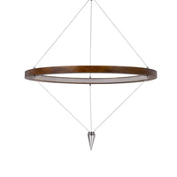 Erbo 11 Inch Pendant Light Fixture, Dimmable LED, Pine Wood and Chrome -BM323999