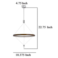 Erbo 11 Inch Pendant Light Fixture, Dimmable LED, Pine Wood and Chrome -BM323999