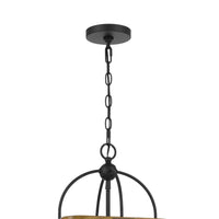 Rio 16 Inch Chandelier w Upturned Lights and Canopy, Wood, Black Metal -BM324001
