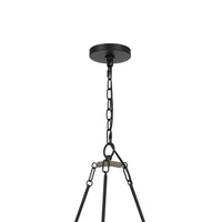 Stomy 23 Inch Chandelier, Brown Wood Wheel Design, Black Metal Chain -BM324003