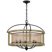 Acia 26 Inch Chandelier, Classic Round Organza Shade Wood, Metal  -BM324007