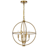 Shefy 18 Inch Chandelier, Locked Ring Candelabra Design, Brass Metal -BM324011