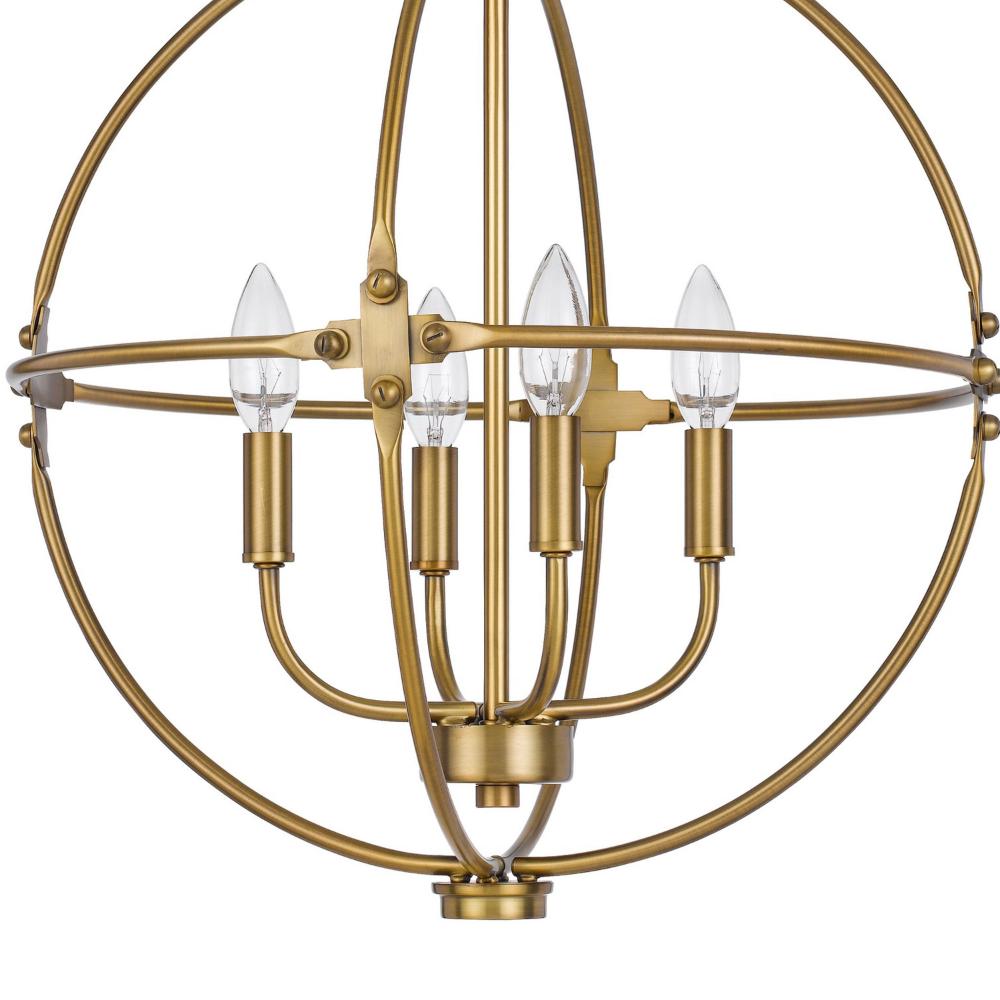 Shefy 18 Inch Chandelier, Locked Ring Candelabra Design, Brass Metal -BM324011