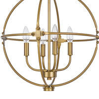 Shefy 18 Inch Chandelier, Locked Ring Candelabra Design, Brass Metal -BM324011