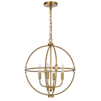 Shefy 18 Inch Chandelier, Locked Ring Candelabra Design, Brass Metal