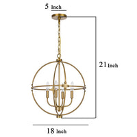 Shefy 18 Inch Chandelier, Locked Ring Candelabra Design, Brass Metal -BM324011