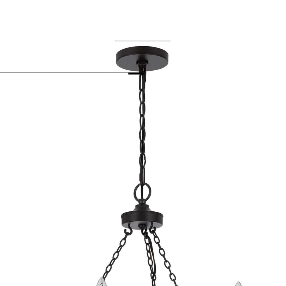 Omy 26 Inch Chandelier, Distressed Wood Wheel Candelabra Design, Black -BM324012
