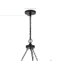 Omy 26 Inch Chandelier, Distressed Wood Wheel Candelabra Design, Black -BM324012