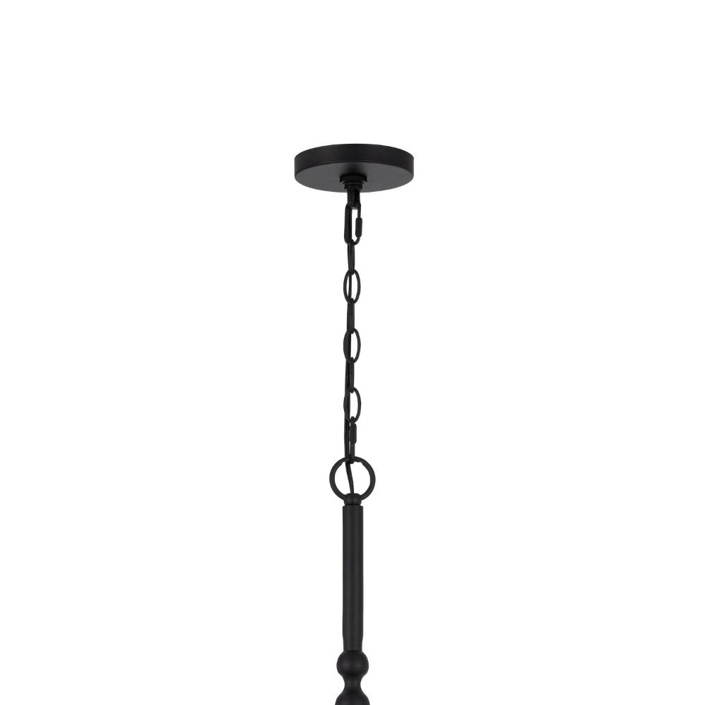 Rino 36 Inch Chandelier, Brass Candelabra Sleeve Accents, Black Metal -BM324013