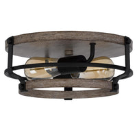 Weny 13 Inch Flush Mount Ceiling Light Fixture, Brown and Black Round -BM324014
