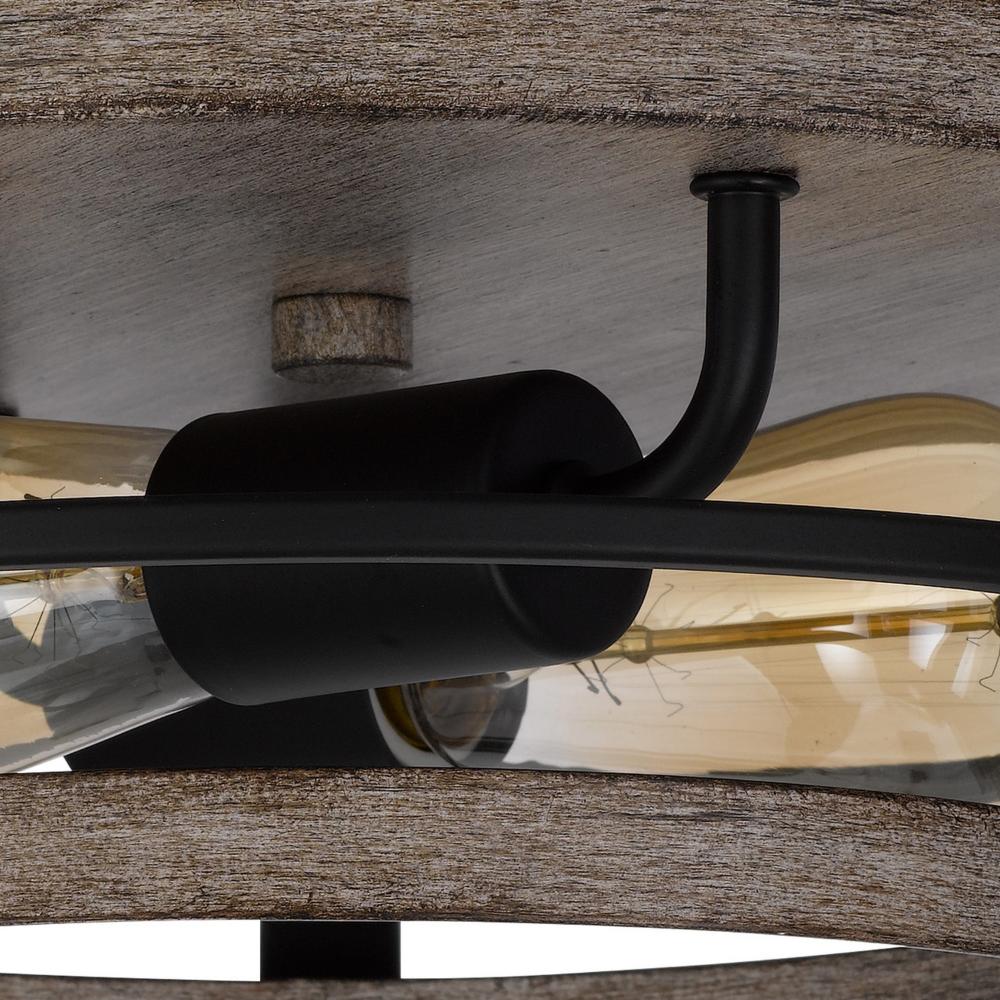 Weny 13 Inch Flush Mount Ceiling Light Fixture, Brown and Black Round -BM324014