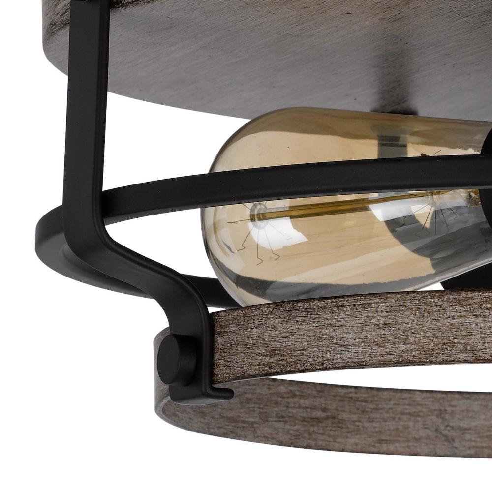 Weny 13 Inch Flush Mount Ceiling Light Fixture, Brown and Black Round -BM324014