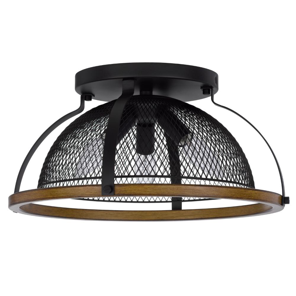 Monty 16 Inch Semi Flush Ceiling Mount Light Fixture, Black Mesh Shade -BM324015