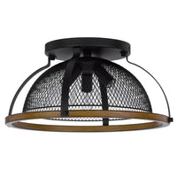 Monty 16 Inch Semi Flush Ceiling Mount Light Fixture, Black Mesh Shade -BM324015
