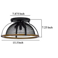 Monty 16 Inch Semi Flush Ceiling Mount Light Fixture, Black Mesh Shade -BM324015