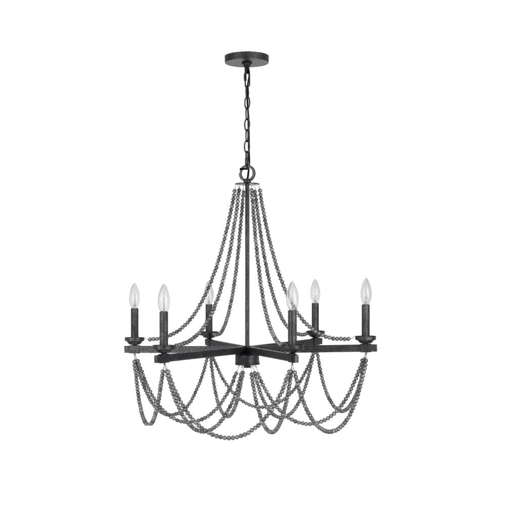 Tura 30 Inch Chandelier, Classic Chrome Beaded Candelabra Design -BM324016