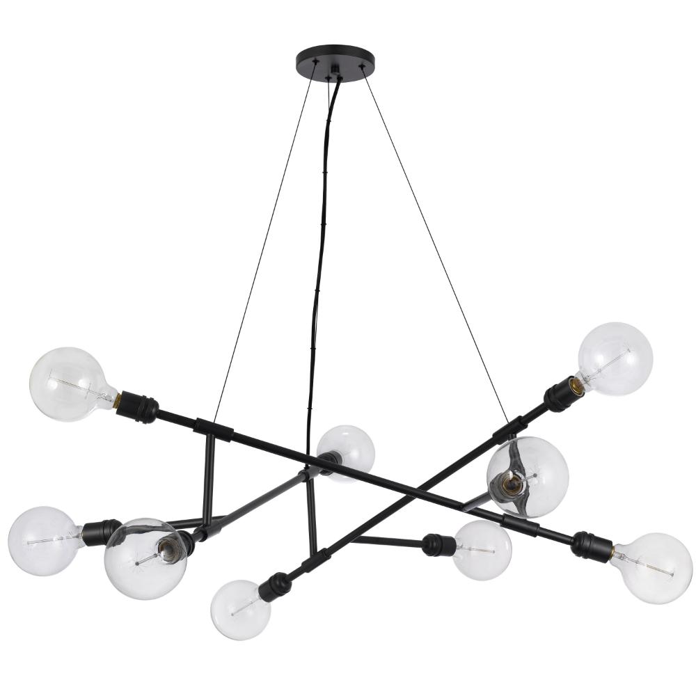 Sena 36 Inch Chandelier, Sputnik Style w Canopy, Charcoal Gray Metal