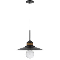 Oly 16 Inch Pendant Light w Burlap Rope Design, Dark Gray -BM324019