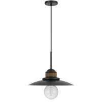 Oly 16 Inch Pendant Light w Burlap Rope Design, Dark Gray