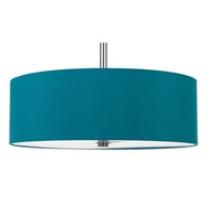 Sia Pendant Light Fixture w Blue Hardback Drum Shade, 24 Inch Chrome -BM324024