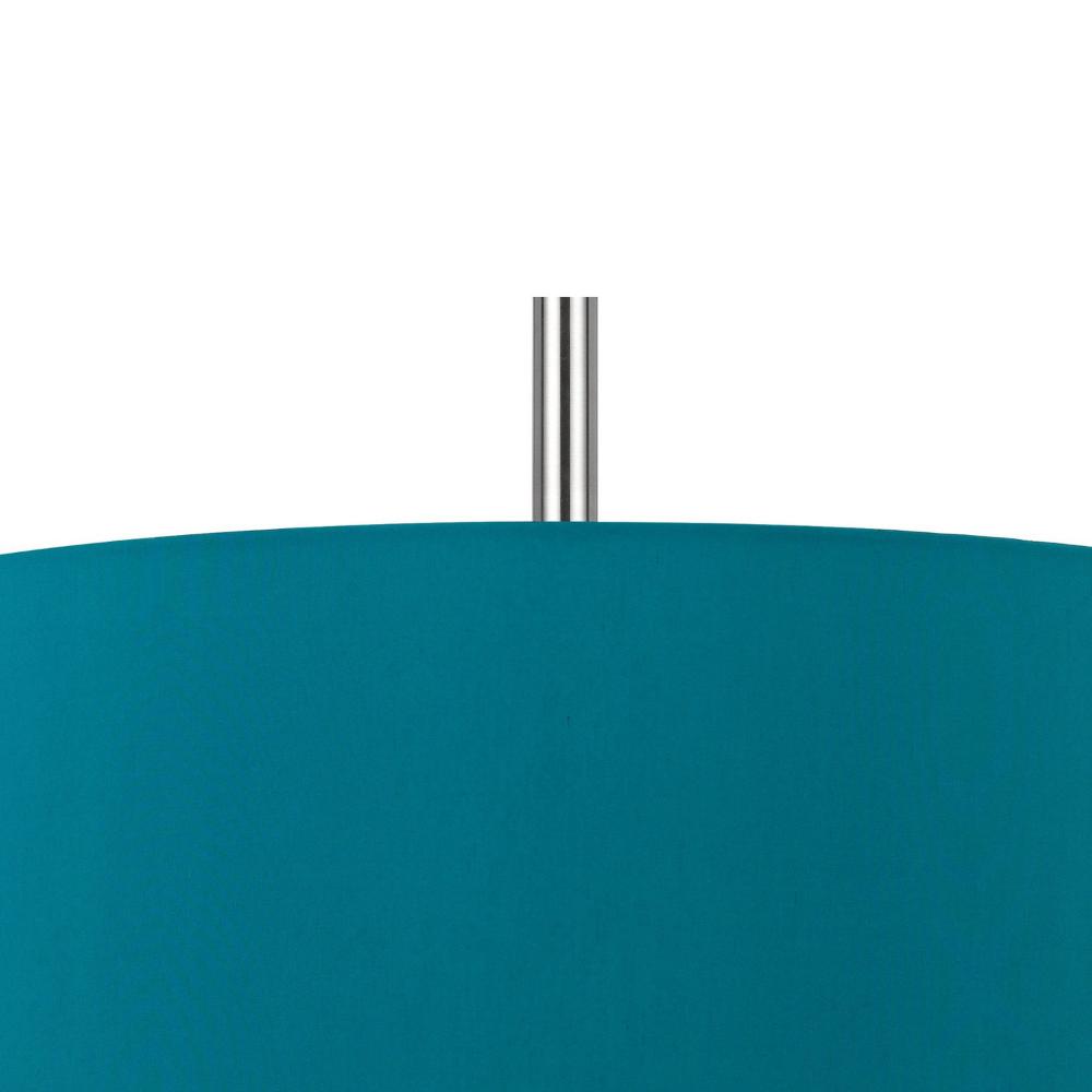 Sia Pendant Light Fixture w Blue Hardback Drum Shade, 24 Inch Chrome -BM324024