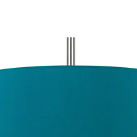 Sia Pendant Light Fixture w Blue Hardback Drum Shade, 24 Inch Chrome -BM324024