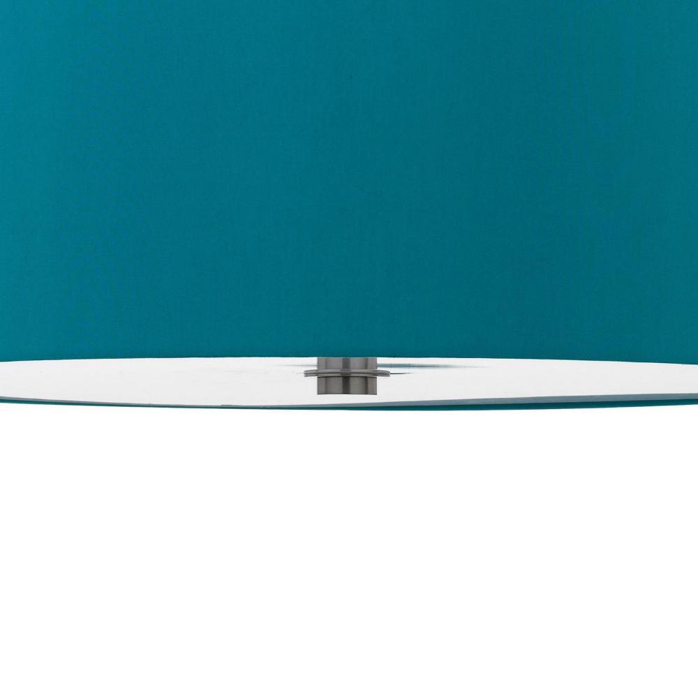 Sia Pendant Light Fixture w Blue Hardback Drum Shade, 24 Inch Chrome -BM324024