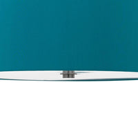 Sia Pendant Light Fixture w Blue Hardback Drum Shade, 24 Inch Chrome -BM324024