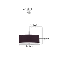 Sia Pendant Light Fixture w Plum Hardback Drum Shade, 24 Inch Chrome -BM324025