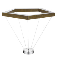 Zemy Pendant Light Fixture w LED Lights, Angled Wood, 30 Inch Brown -BM324027