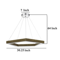 Zemy Pendant Light Fixture w LED Lights, Angled Wood, 30 Inch Brown -BM324027