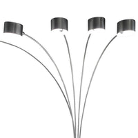 5 Arm Arched Floor Lamp, 84 Inch Chrome Metal Sleek Stem, Round Base -BM324185