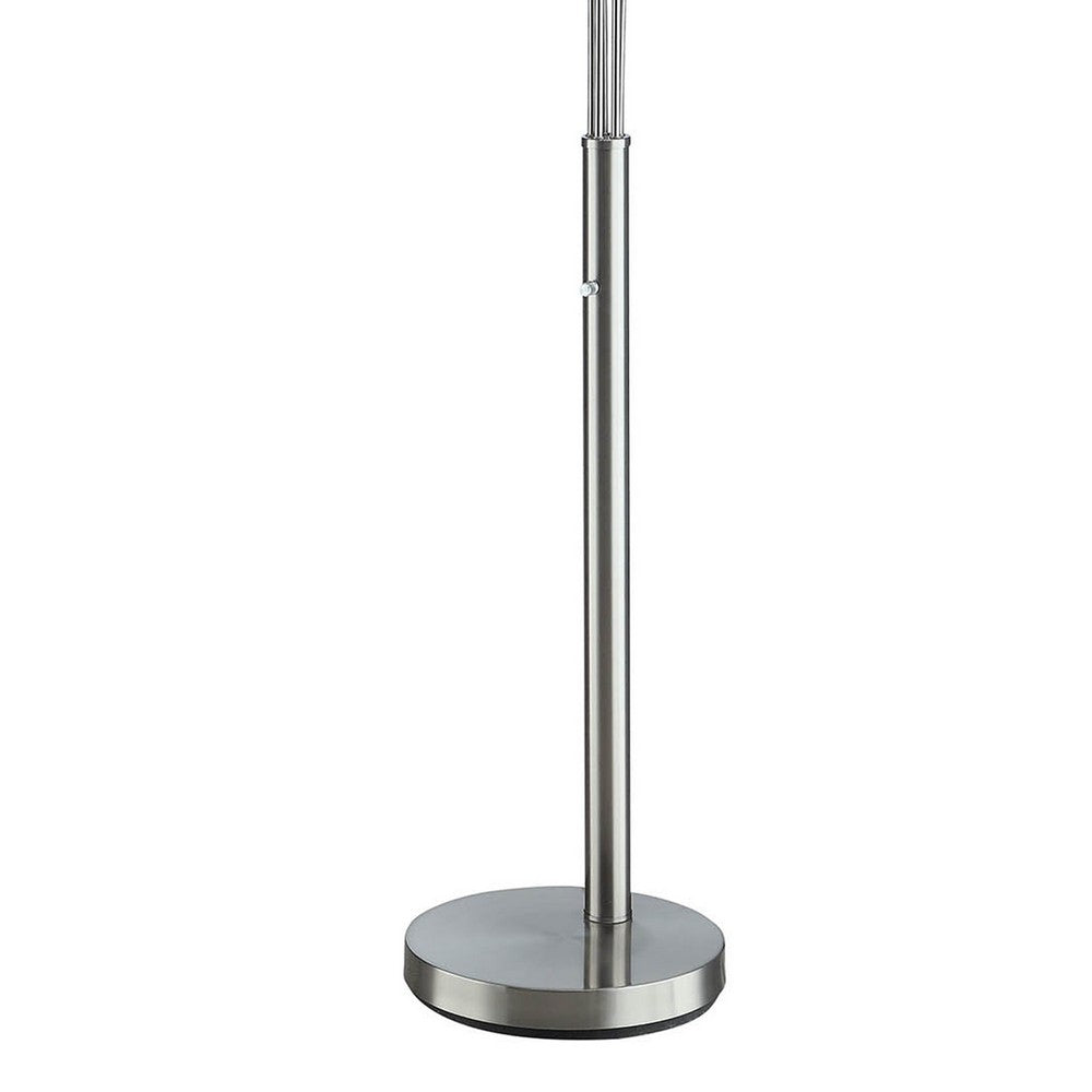 5 Arm Arched Floor Lamp, 84 Inch Chrome Metal Sleek Stem, Round Base -BM324185