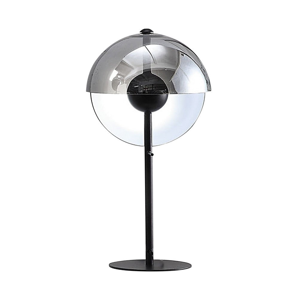 24 Inch Table Lamp, Accent Round Orb Glass Metal Shade, Black -BM324188