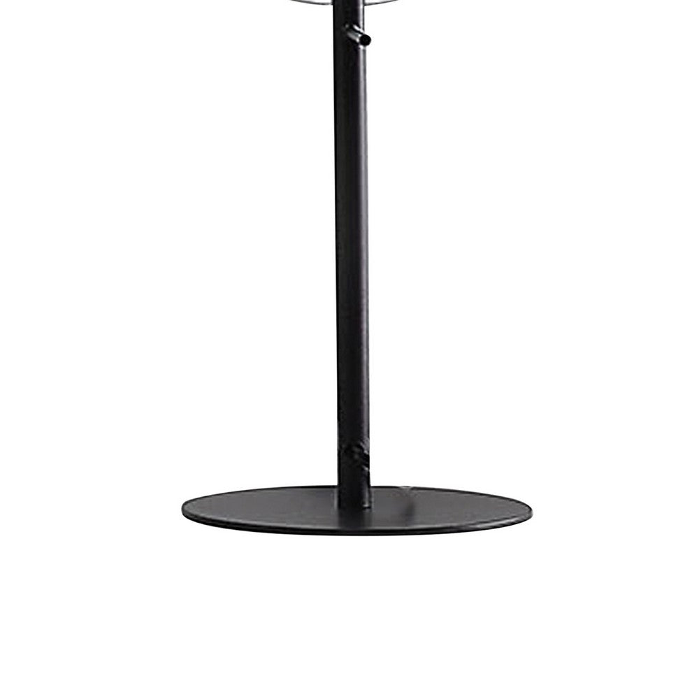 24 Inch Table Lamp, Accent Round Orb Glass Metal Shade, Black -BM324188