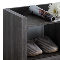 Beak Shoe Bench, 3 Open Shelves, Drawer, 34 Inch Distressed Gray -BM324278