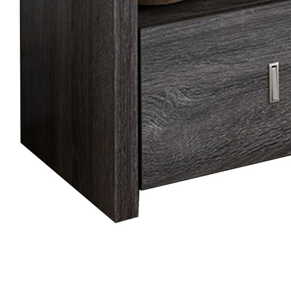 Beak Shoe Bench, 3 Open Shelves, Drawer, 34 Inch Distressed Gray -BM324278