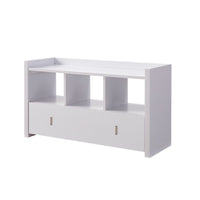 Beak Shoe Bench, 3 Open Shelves 1 Drawer, 34 Inch Classic White Finish -BM324279