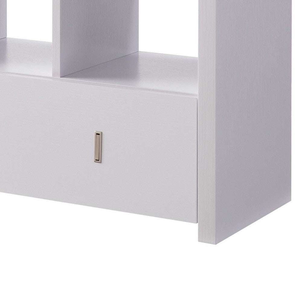 Beak Shoe Bench, 3 Open Shelves 1 Drawer, 34 Inch Classic White Finish -BM324279