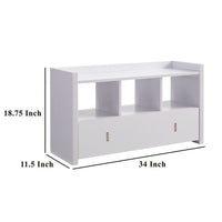 Beak Shoe Bench, 3 Open Shelves 1 Drawer, 34 Inch Classic White Finish -BM324279