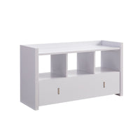 Beak Shoe Bench, 3 Open Shelves 1 Drawer, 34 Inch Classic White Finish