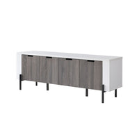 TV Media Entertainment Console, 3 Cabinet, Metal Legs, 60 Inch White -BM324284