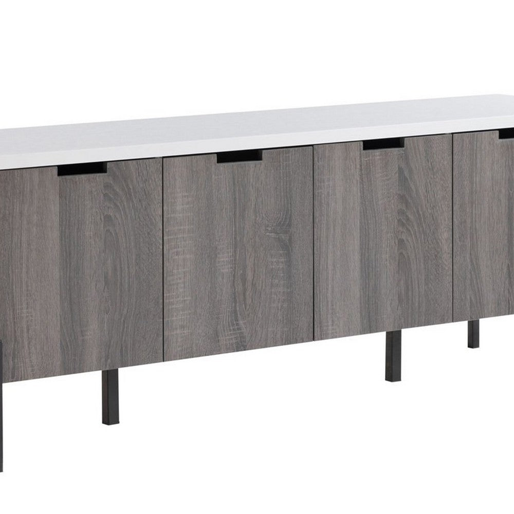 TV Media Entertainment Console, 3 Cabinet, Metal Legs, 60 Inch White -BM324284