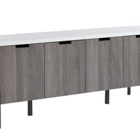 TV Media Entertainment Console, 3 Cabinet, Metal Legs, 60 Inch White -BM324284